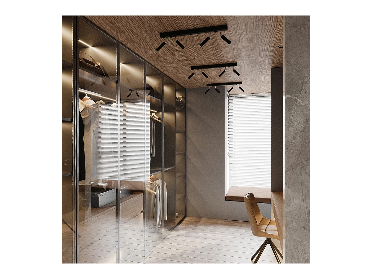 Plafondlampen Astix modern van  - 6 lichtbronnen 4000K - L.100 x H.20 cm - zwart