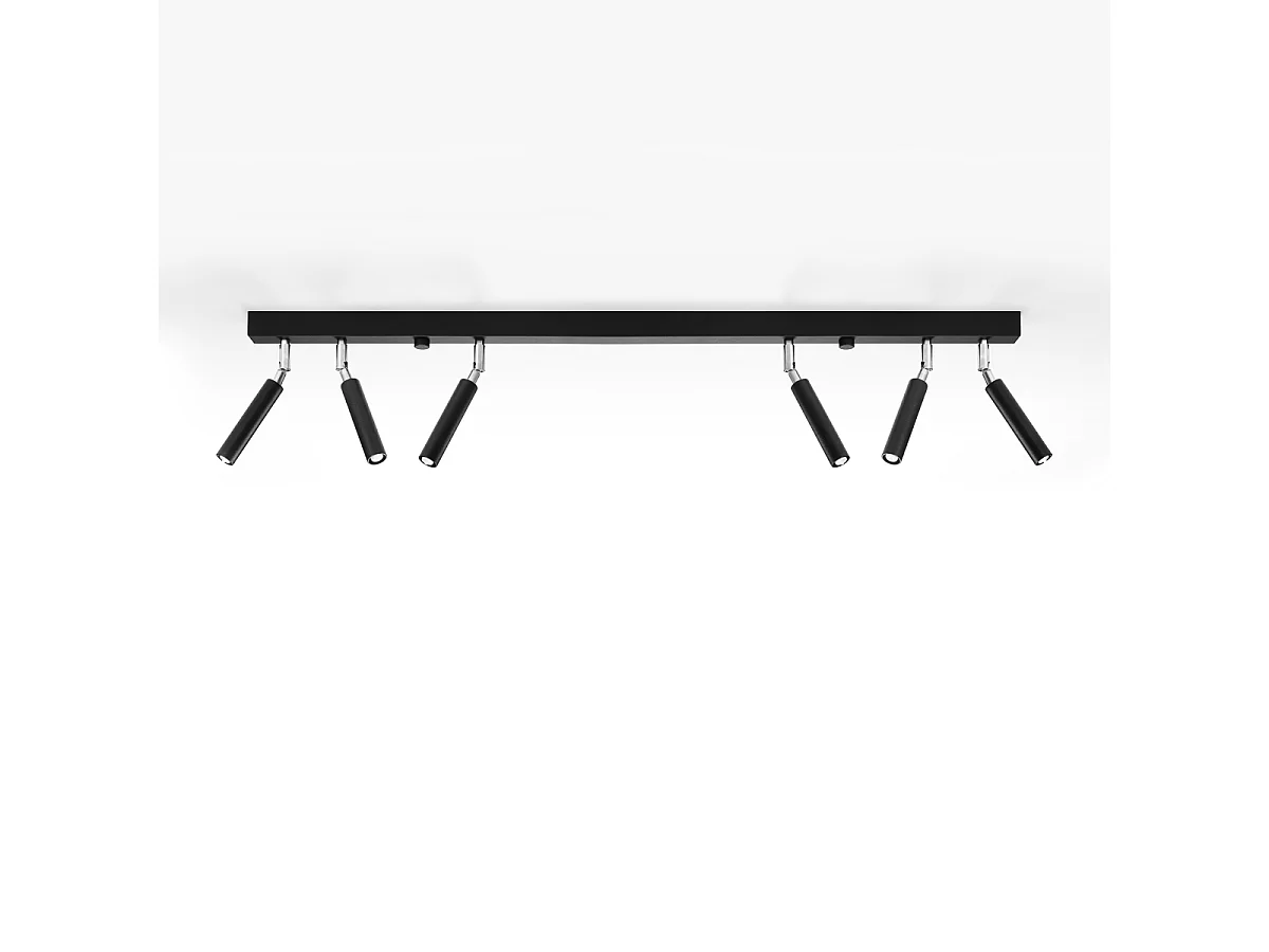 Plafonniers Astix moderne en aluminium - 6 sources lumineuses 4000K - L.100 x H.20 cm - noir