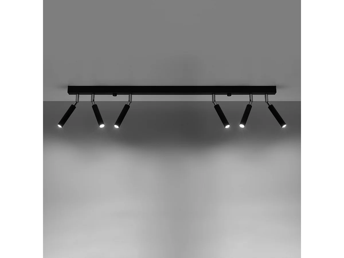 Plafonniers Astix moderne en aluminium - 6 sources lumineuses 4000K - L.100 x H.20 cm - noir