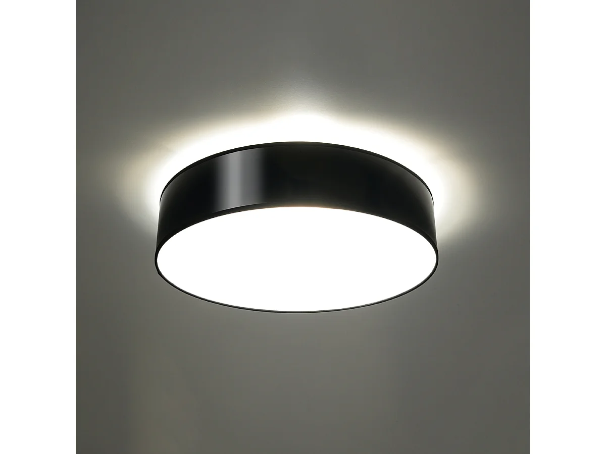 Plafonniers Cercle minimaliste en PVC - 4 sources lumineuses 3000K - L.55 x H.11 cm - noir