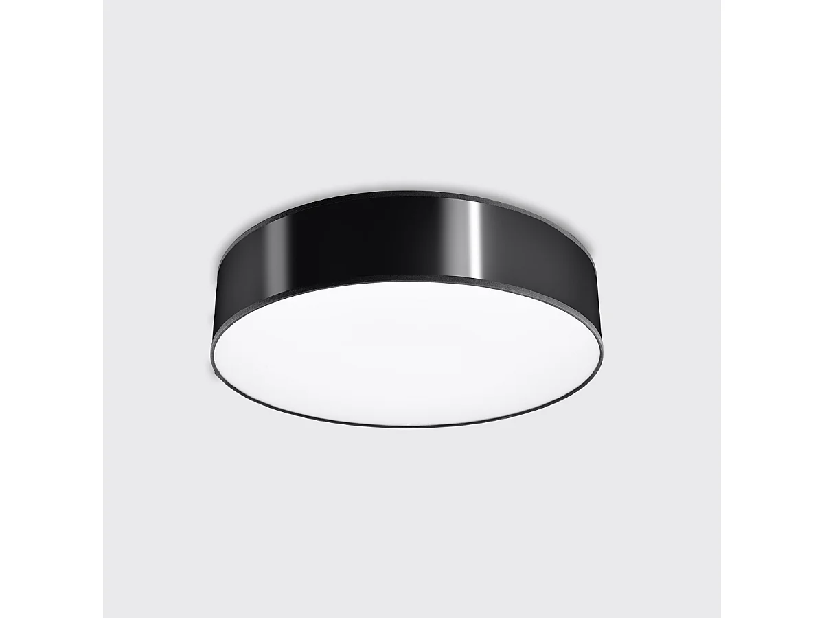 Plafonniers Cercle minimaliste en PVC - 4 sources lumineuses 3000K - L.55 x H.11 cm - noir