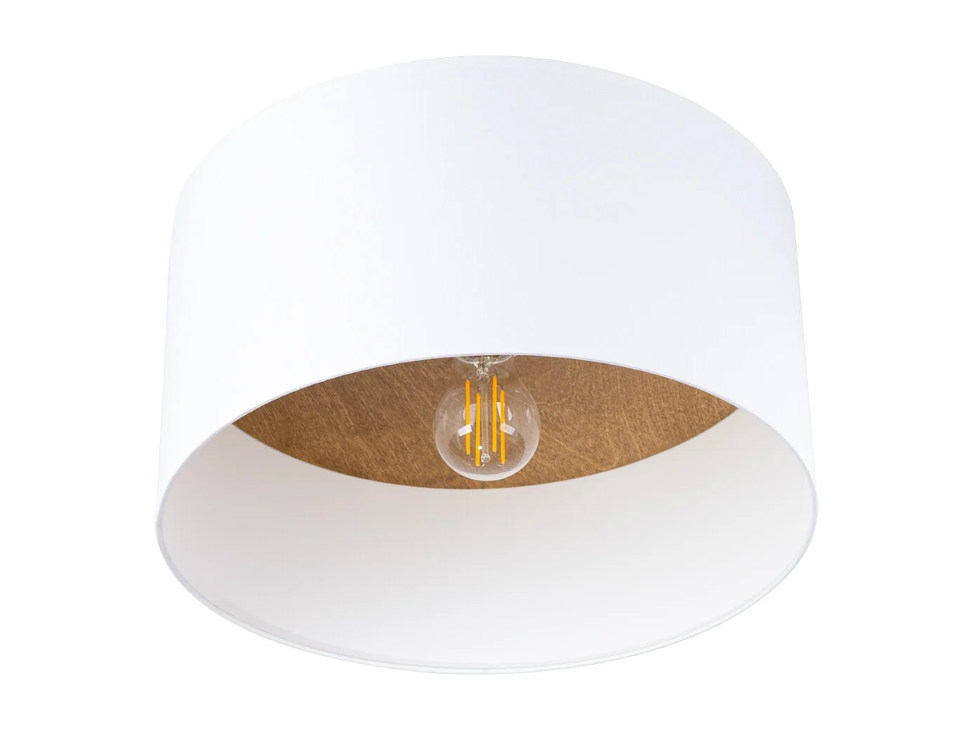 Plafonniers Straylon scandinave en tissu/bois/acier - 1 sources lumineuses 4000K - L.35 x H.20 cm - blanc/marron clair