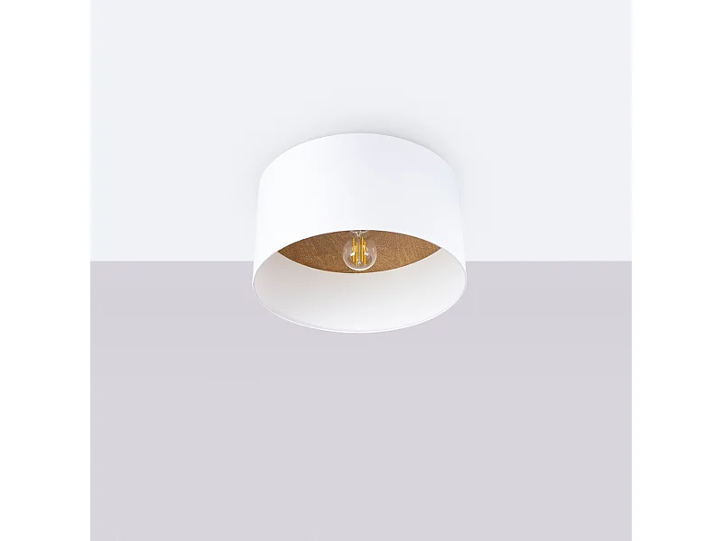 Plafondlampen Straylon Scandinavisch van  - 1 lichtbronnen 4000K - L.35 x H.20 cm - wit/lichtbruin