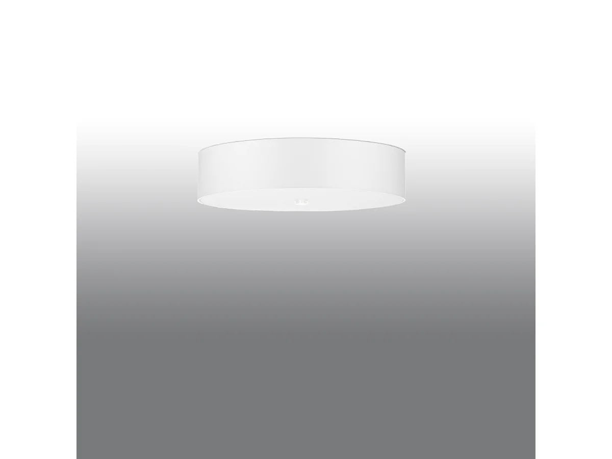 Plafonniers Kalmaris minimaliste en tissu/verre/acier - 5 sources lumineuses 4000K - L.50 x H.16 cm - blanc