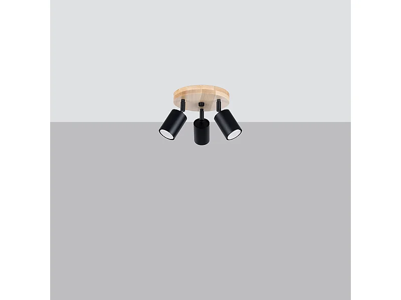 Plafonniers Flare scandinave en acier/bois - 3 sources lumineuses 4000K - L.33 x H.17 cm - bois noir