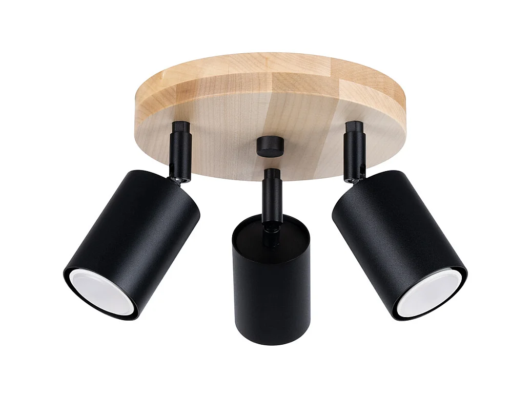 Plafonniers Flare scandinave en acier/bois - 3 sources lumineuses 4000K - L.33 x H.17 cm - bois noir
