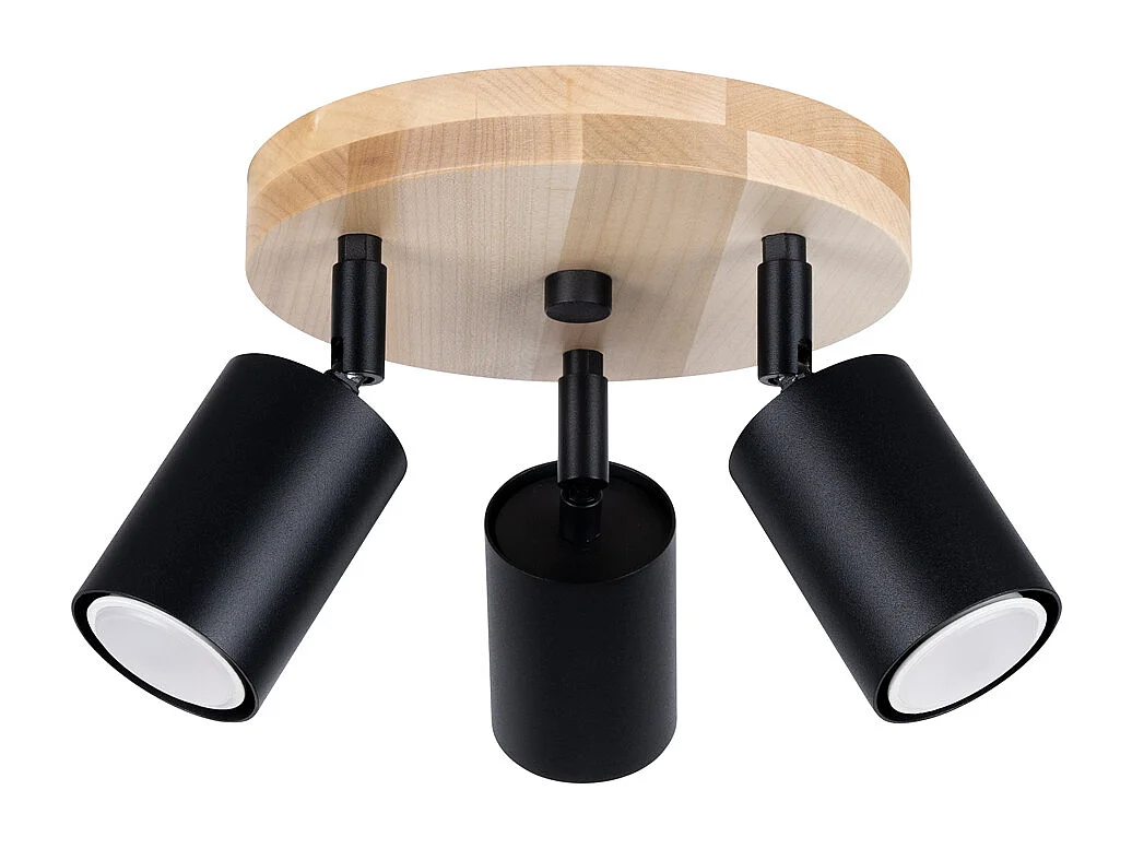Plafonniers Flare scandinave en acier/bois - 3 sources lumineuses 4000K - L.33 x H.17 cm - bois noir
