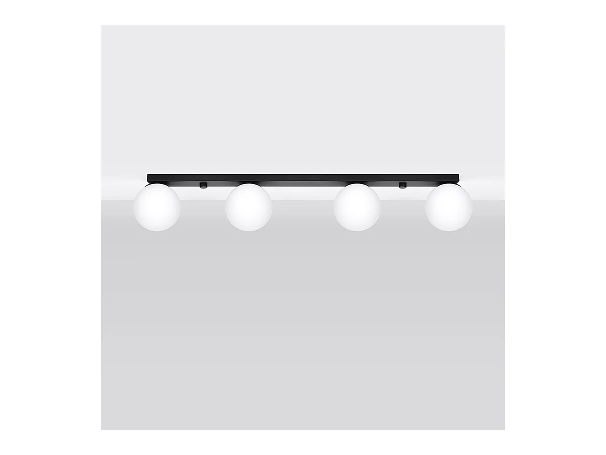 Plafony nowoczesny Zynfi, stal/szkło - 4 źródło światła 3000K - L.88 x H.14.5 cm - czarny