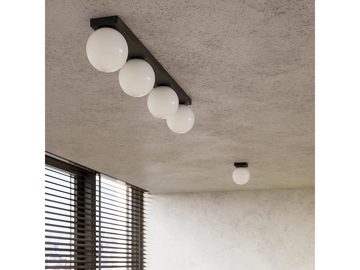 Plafonniers Zynfi moderne en acier/verre - 4 sources lumineuses 3000K - L.88 x H.14,5 cm - noir