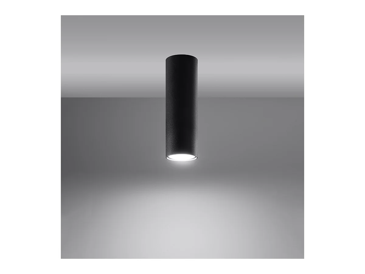 Plafony nowoczesny Toris, stal - 1 źródło światła 4000K - L.6 x H.20 cm - czarny