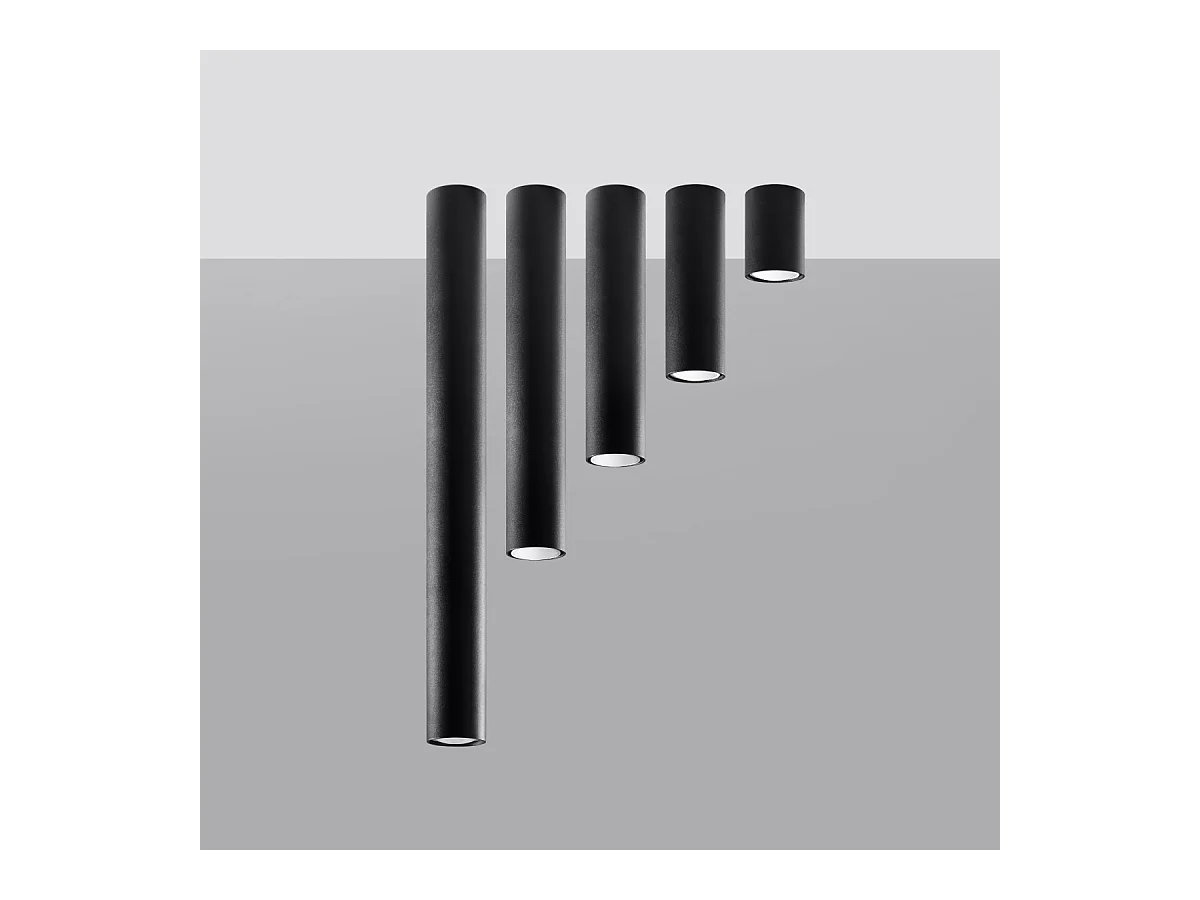 Plafony nowoczesny Toris, stal - 1 źródło światła 4000K - L.6 x H.20 cm - czarny