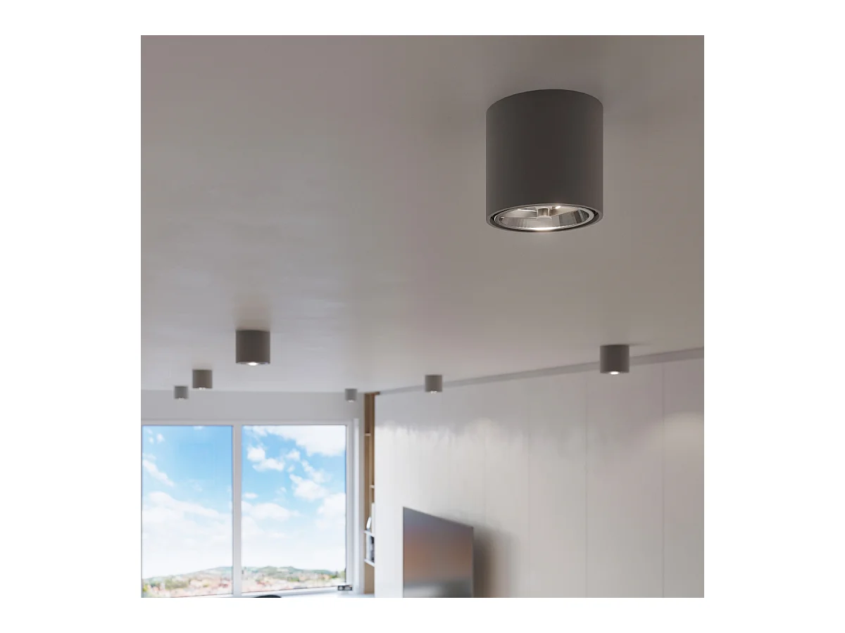 Plafonniers Qioli moderne en aluminium - 1 sources lumineuses 4000K - L.12 x H.11 cm - gris