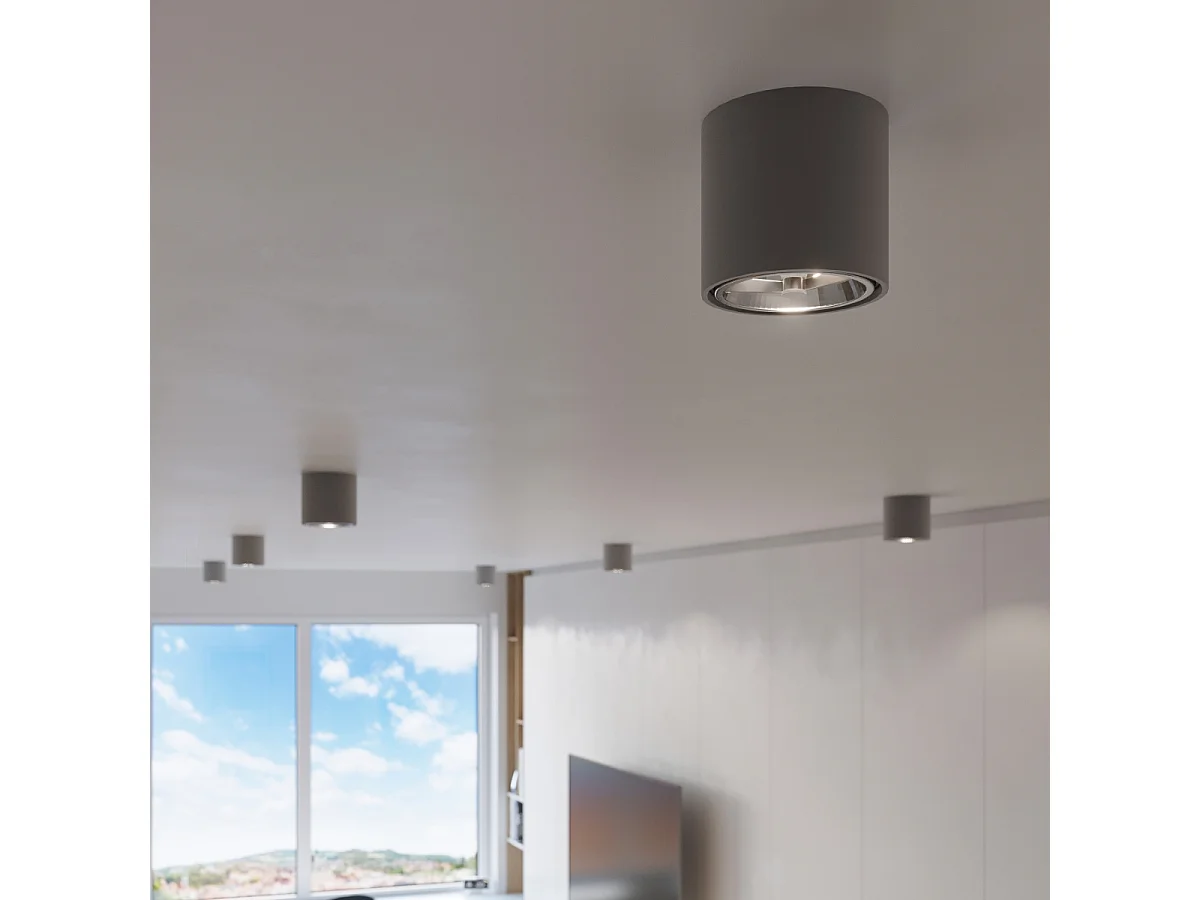 Plafonniers Qioli moderne en aluminium - 1 sources lumineuses 4000K - L.12 x H.11 cm - gris