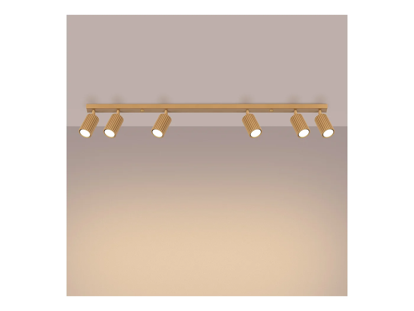 Plafondlamp Gloow minimalistisch van  - 6 lichtbronnen 4000K - L.117 x H.16,5 cm - gouden