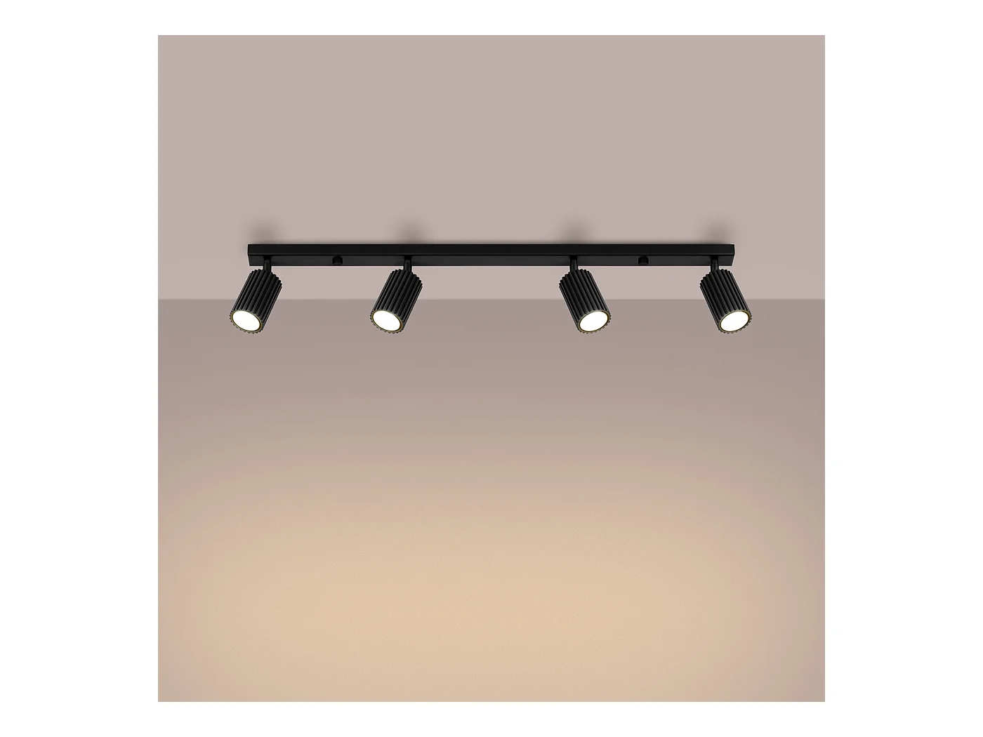 Plafondlamp Gloow minimalistisch van  - 4 lichtbronnen 4000K - L.81 x H.16,5 cm - zwart