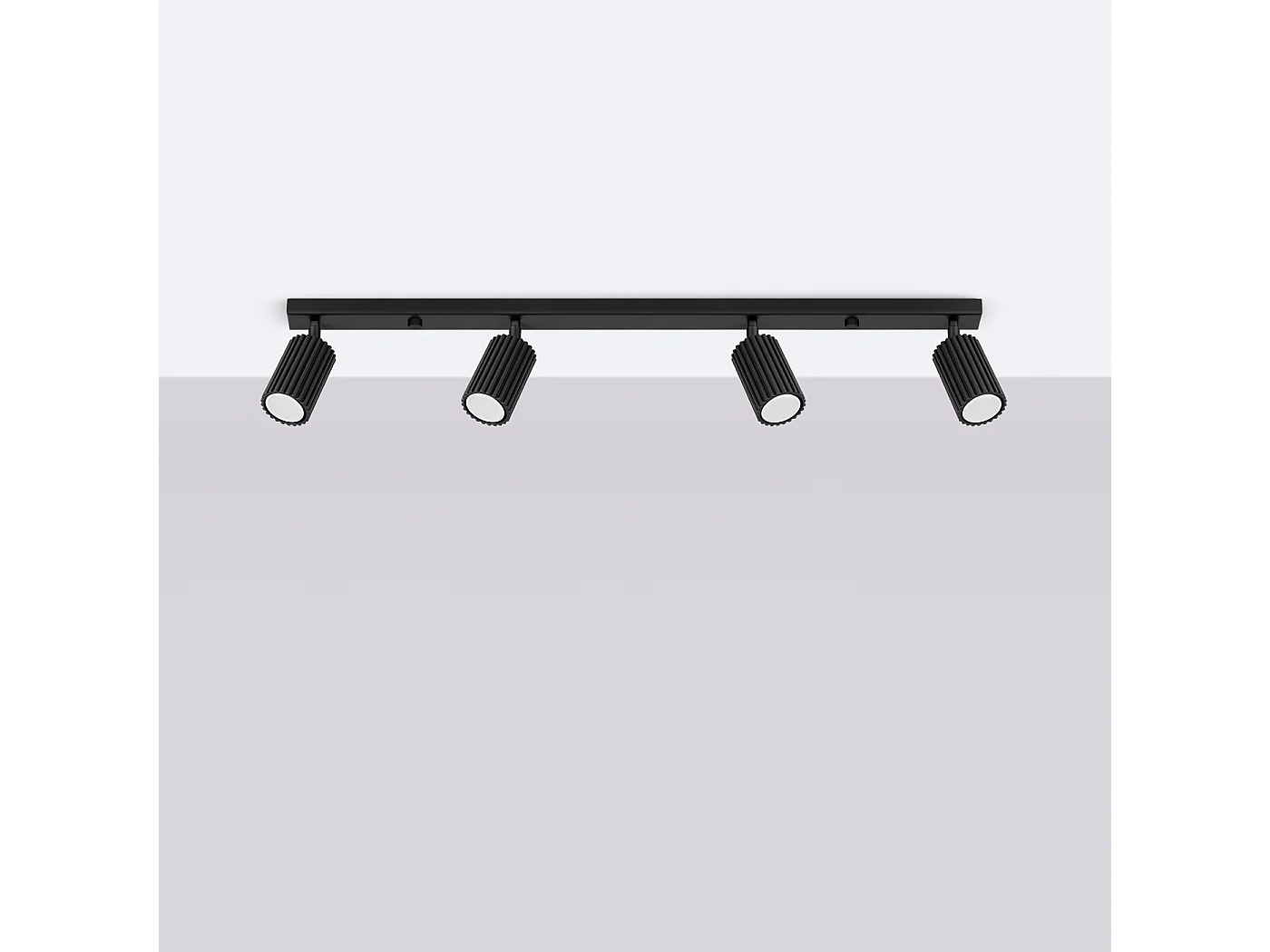 Plafonnier Gloow minimaliste en aluminium - 4 sources lumineuses 4000K - L.81 x H.16,5 cm - noir