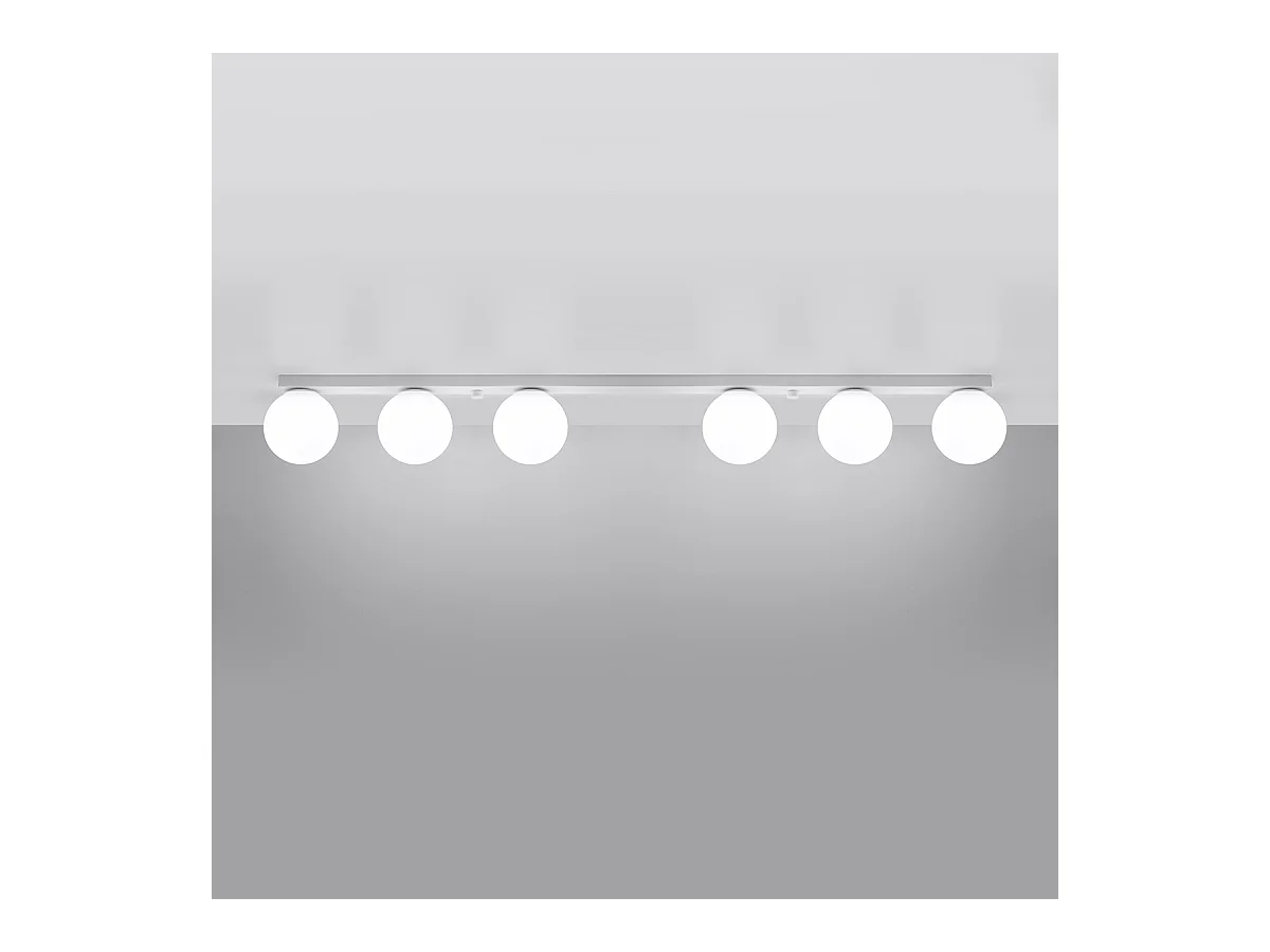 Plafonniers Zynfi moderne en acier/verre - 6 sources lumineuses 4000K - L.120 x H.14,5 cm - blanc