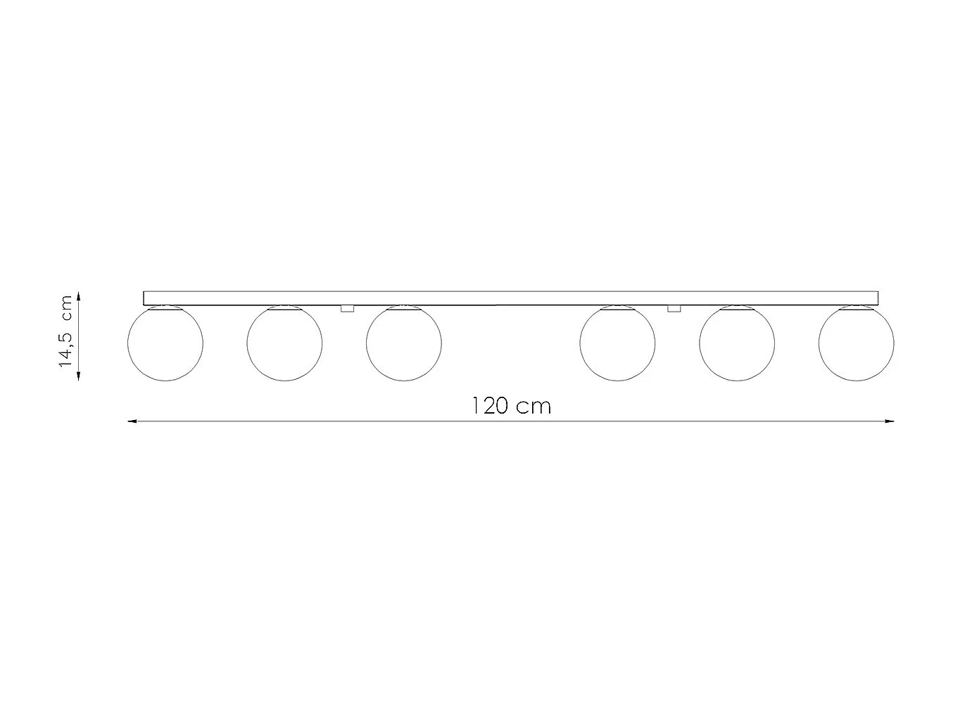 Plafonniers Zynfi moderne en acier/verre - 6 sources lumineuses 4000K - L.120 x H.14,5 cm - blanc
