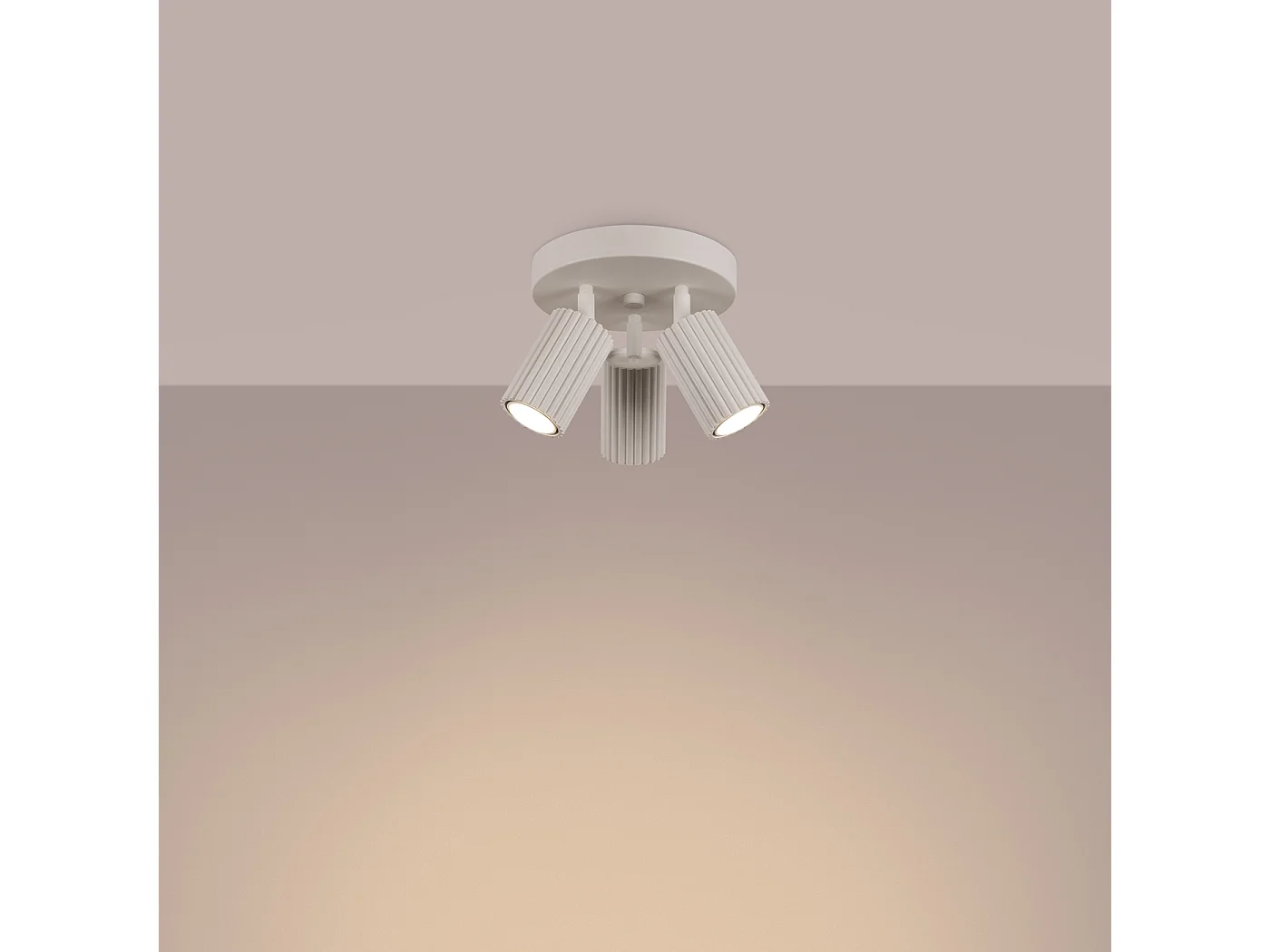 Plafonnier Gloow minimaliste en aluminium - 3 sources lumineuses 4000K - L.19,5 x H.18 cm - beige