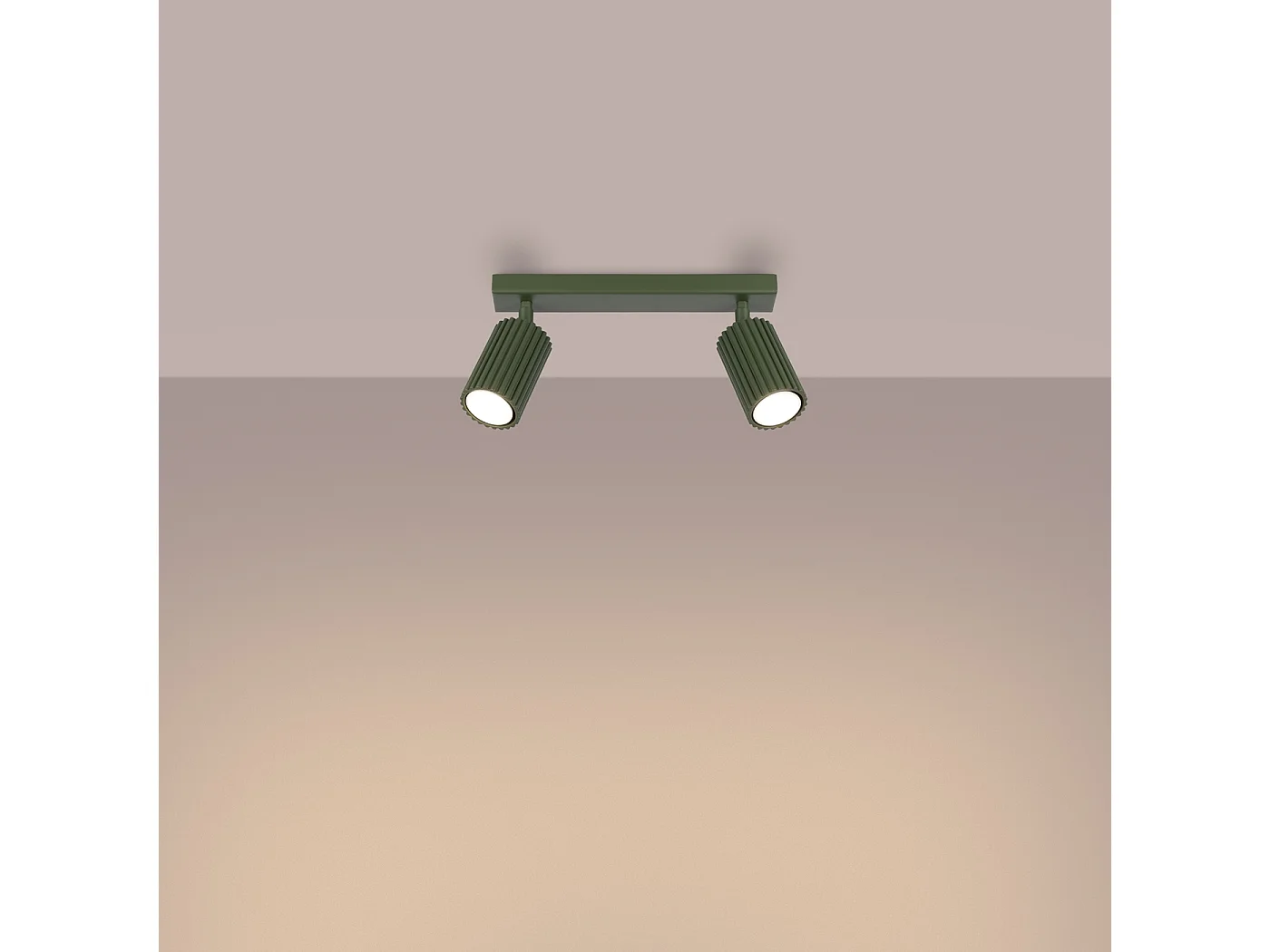 Plafondlamp Gloow minimalistisch van  - 2 lichtbronnen 3000K - L.30 x H.16,5 cm - olijfgroen