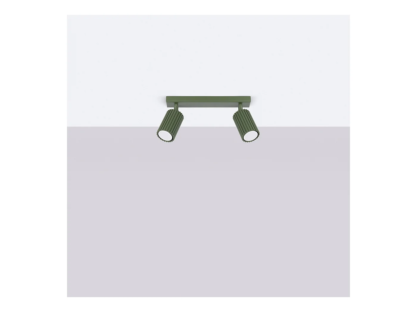 Plafondlamp Gloow minimalistisch van  - 2 lichtbronnen 3000K - L.30 x H.16,5 cm - olijfgroen