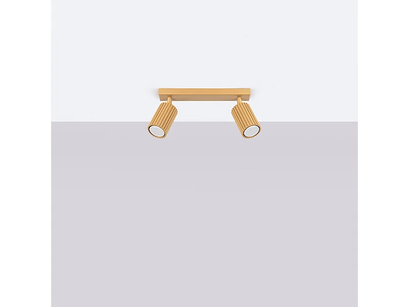 Luminária de teto Gloow minimalista, alumínio - 2 fontes de luz 4000K - L.30 x H.16.5 cm - dourado