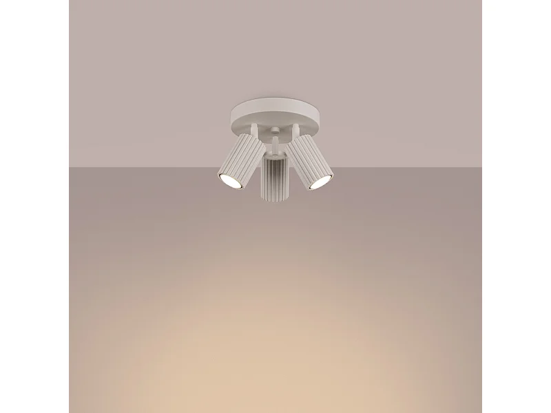 Plafonnier Gloow minimaliste en aluminium - 3 sources lumineuses 3000K - L.19,5 x H.18 cm - beige