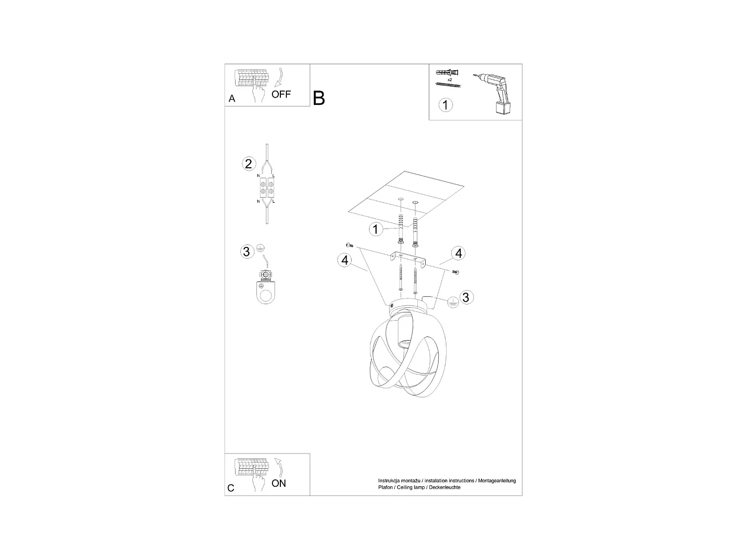 Plafondlampen Novetex modern van  - 1 lichtbronnen 4000K - L.16 x H.21 cm - wit