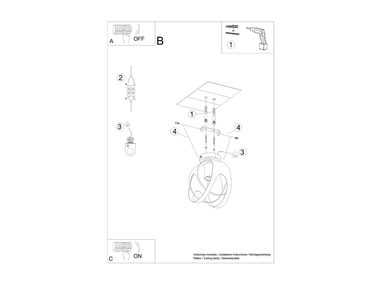 Plafonniers Novetex moderne en acier - 1 sources lumineuses 4000K - L.16 x H.21 cm - blanc