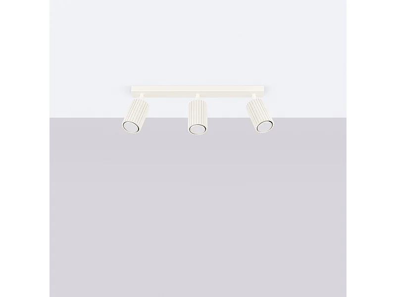 Plafonnier Gloow minimaliste en aluminium - 3 sources lumineuses 4000K - L.45 x H.16,5 cm - beige