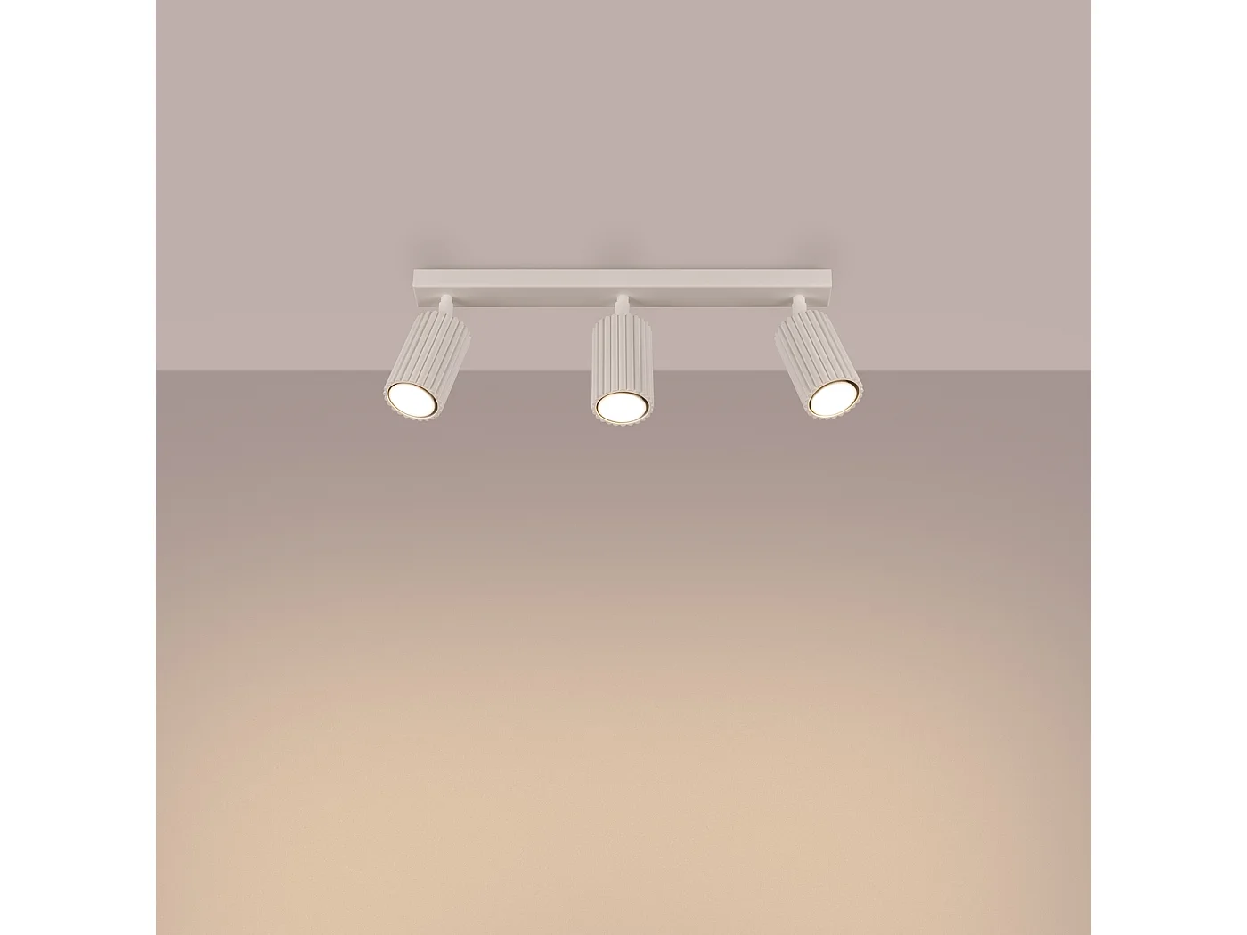 Plafonnier Gloow minimaliste en aluminium - 3 sources lumineuses 4000K - L.45 x H.16,5 cm - beige
