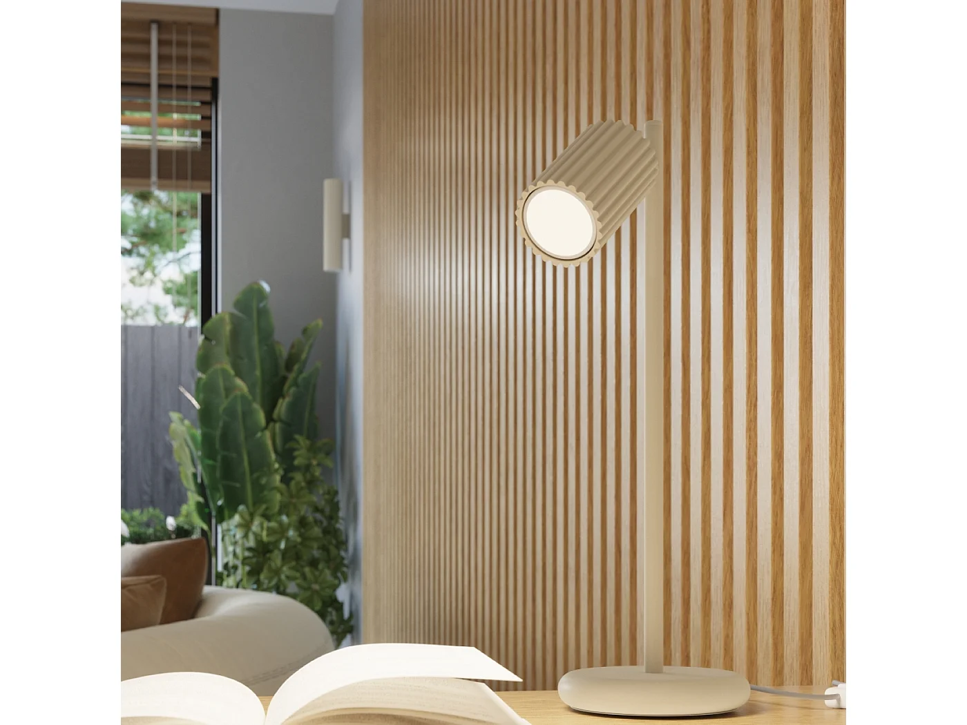 Plafonnier Gloow minimaliste en aluminium - 3 sources lumineuses 4000K - L.45 x H.16,5 cm - beige