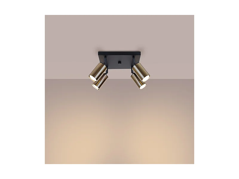 Luminárias de teto Glois moderno, aço - 4 fontes de luz 3000K - L.25 x H.19 cm - ouro Preto