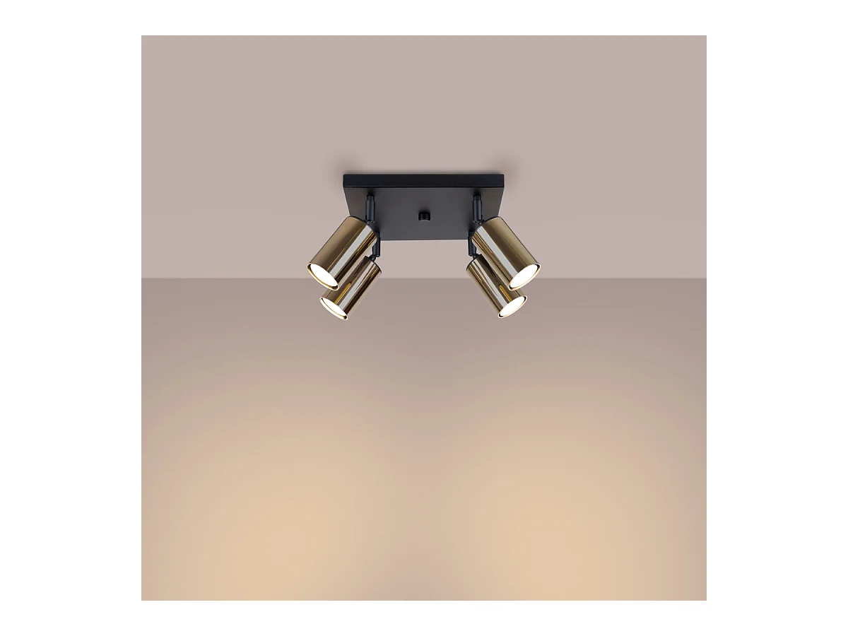 Luminárias de teto Glois moderno, aço - 4 fontes de luz 3000K - L.25 x H.19 cm - ouro Preto