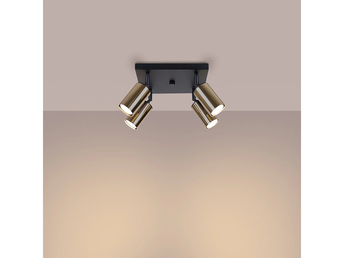 Plafonniers Glois moderne en acier - 4 sources lumineuses 3000K - L.25 x H.19 cm - or noir