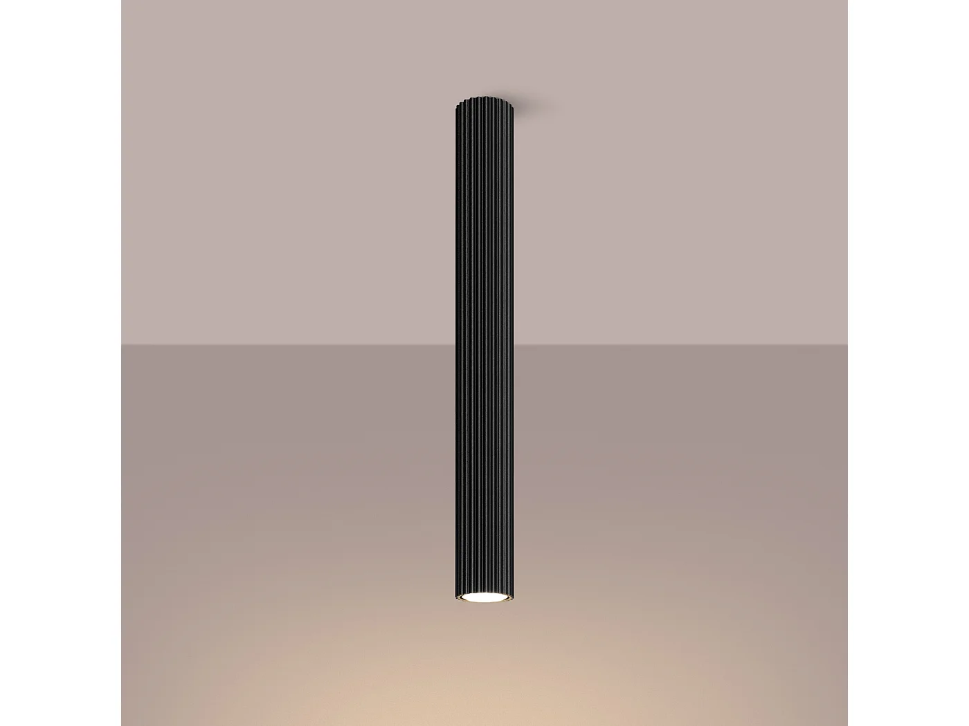 Lampa sufitowa minimalistyczny Gloow, aluminium - 1 źródło światła 4000K - L.6.5 x H.60 cm - czarny