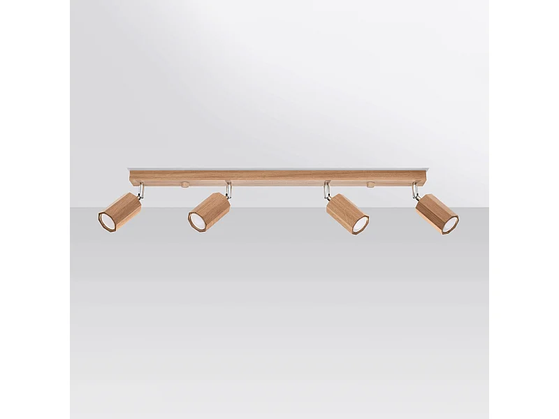 Luminárias de teto Xenor escandinavo, madeira - 4 fontes de luz 4000K - L.80 x H.20 cm - carvalho