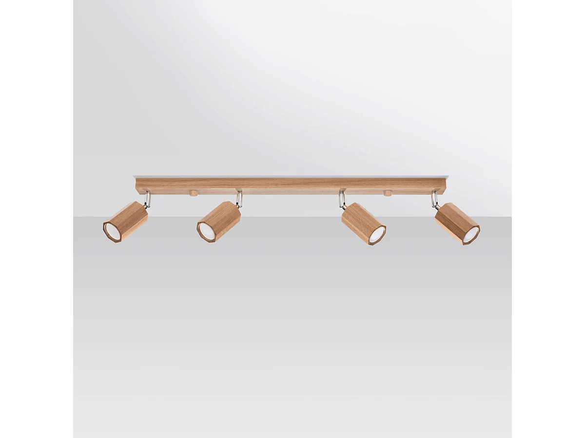 Plafonniers Xenor scandinave en bois - 4 sources lumineuses 4000K - L.80 x H.20 cm - chêne