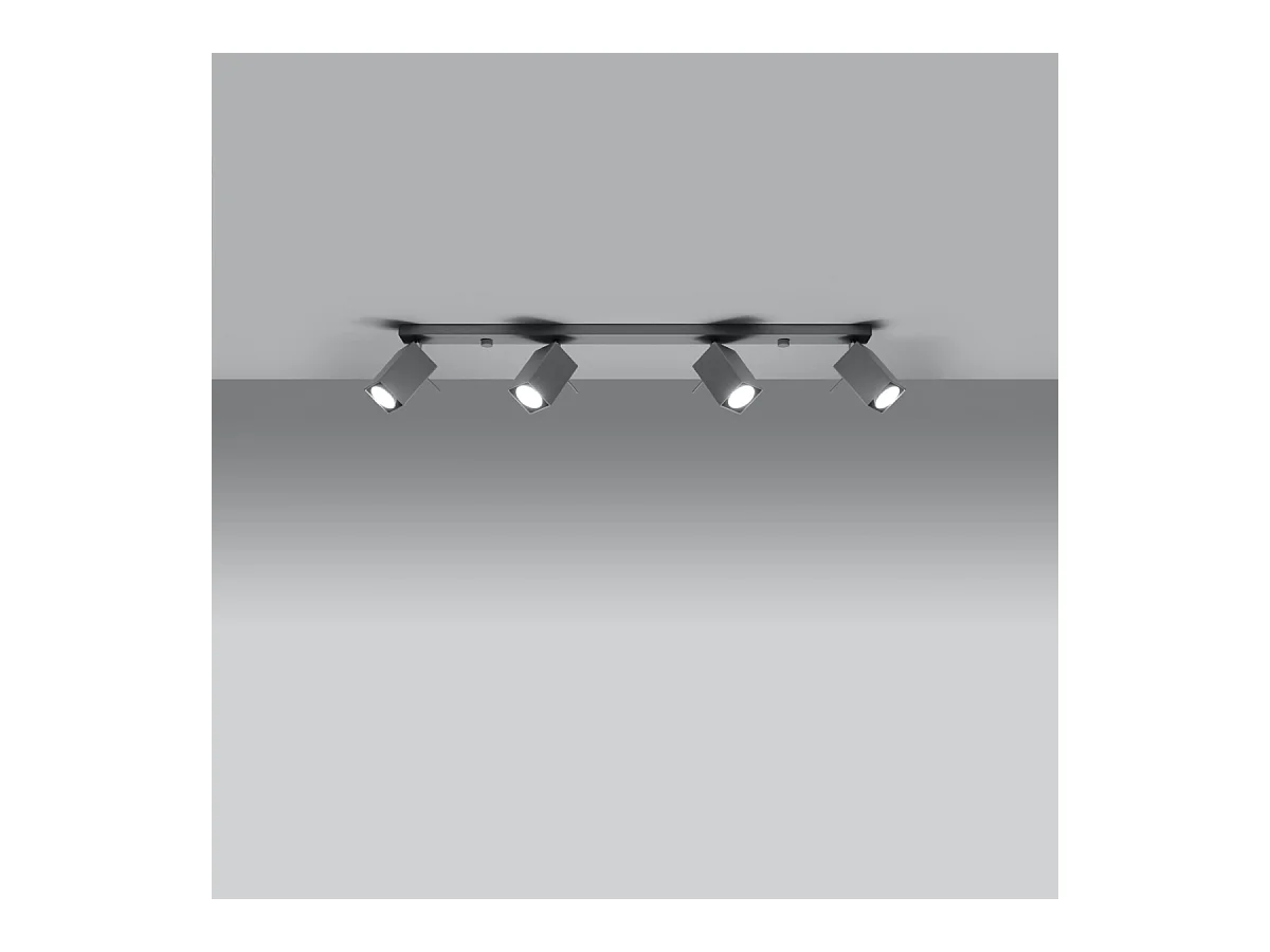 Plafonniers Briow moderne en acier - 4 sources lumineuses 4000K - L.80 x H.16 cm - gris