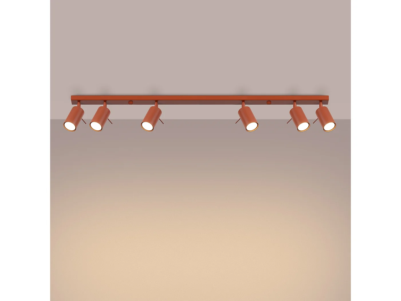 Plafonnier Briix moderne en acier - 6 sources lumineuses 3000K - L.117 x H.17 cm - ocre rouge