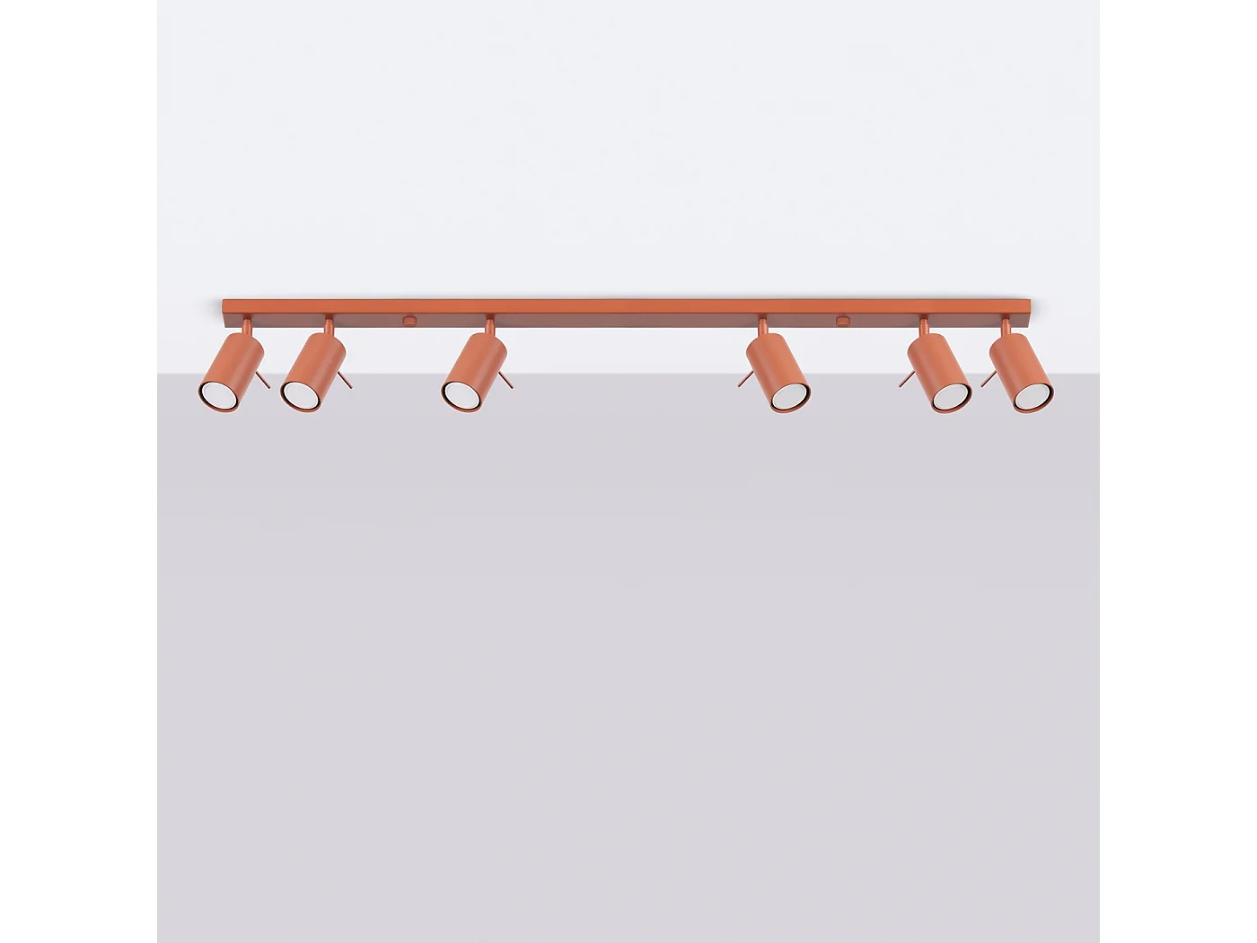 Plafonnier Briix moderne en acier - 6 sources lumineuses 3000K - L.117 x H.17 cm - ocre rouge