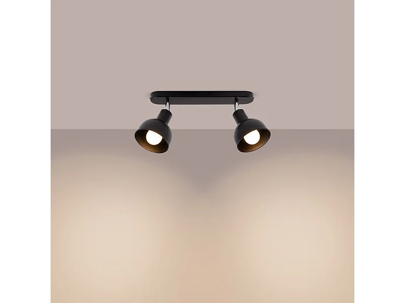 Luminárias de teto Zenda sótão, aço - 2 fontes de luz 3000K - L.47 x H.18.5 cm - preto