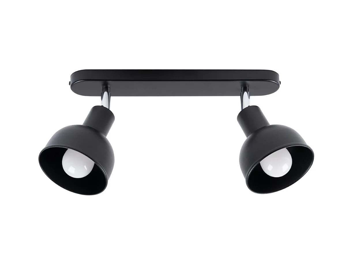 Luminárias de teto Zenda sótão, aço - 2 fontes de luz 3000K - L.47 x H.18.5 cm - preto