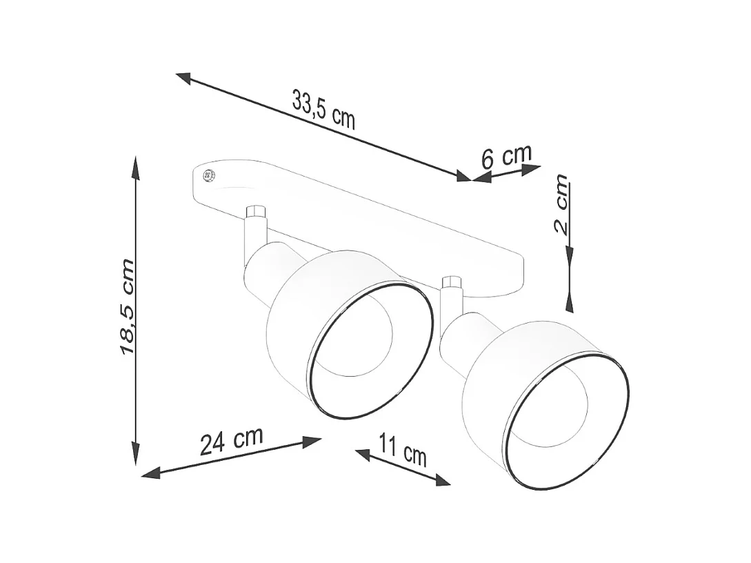 Luminárias de teto Zenda sótão, aço - 2 fontes de luz 3000K - L.47 x H.18.5 cm - preto