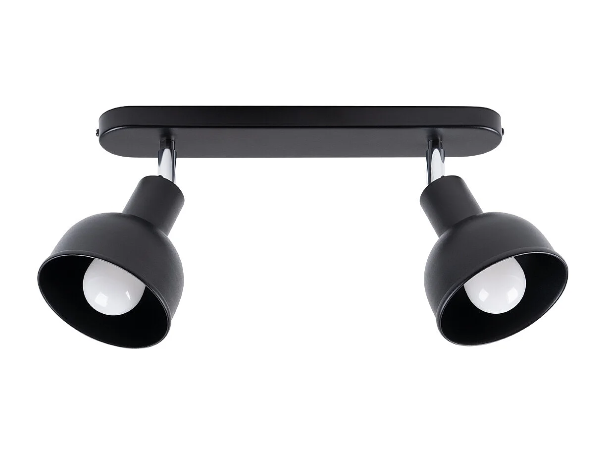 Plafonniers Zenda grenier en acier - 2 sources lumineuses 3000K - L.47 x H.18,5 cm - noir