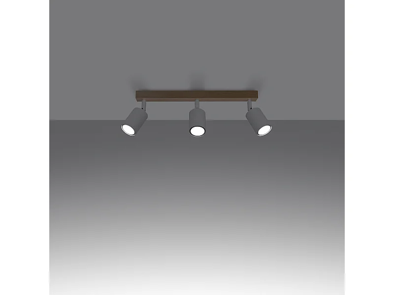 Plafondlampen Flare modern van  - 3 lichtbronnen 3000K - L.61 x H.17,5 cm - wit hout