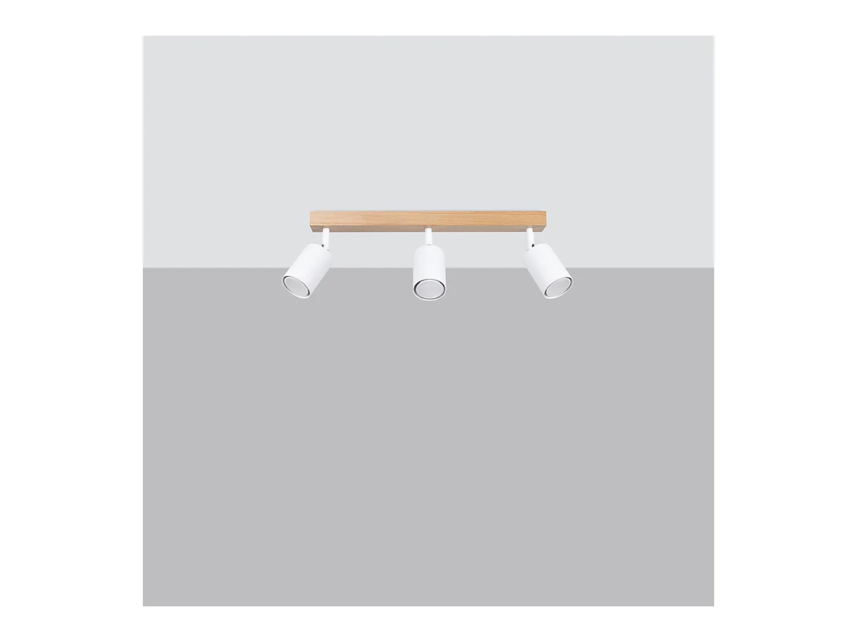 Plafondlampen Flare modern van  - 3 lichtbronnen 3000K - L.61 x H.17,5 cm - wit hout