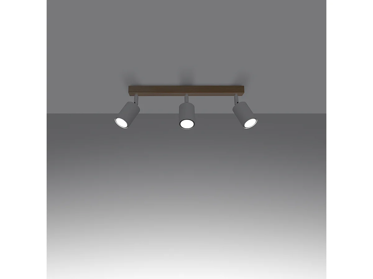 Plafonniers Flare moderne en acier/bois - 3 sources lumineuses 3000K - L.61 x H.17,5 cm - bois blanc