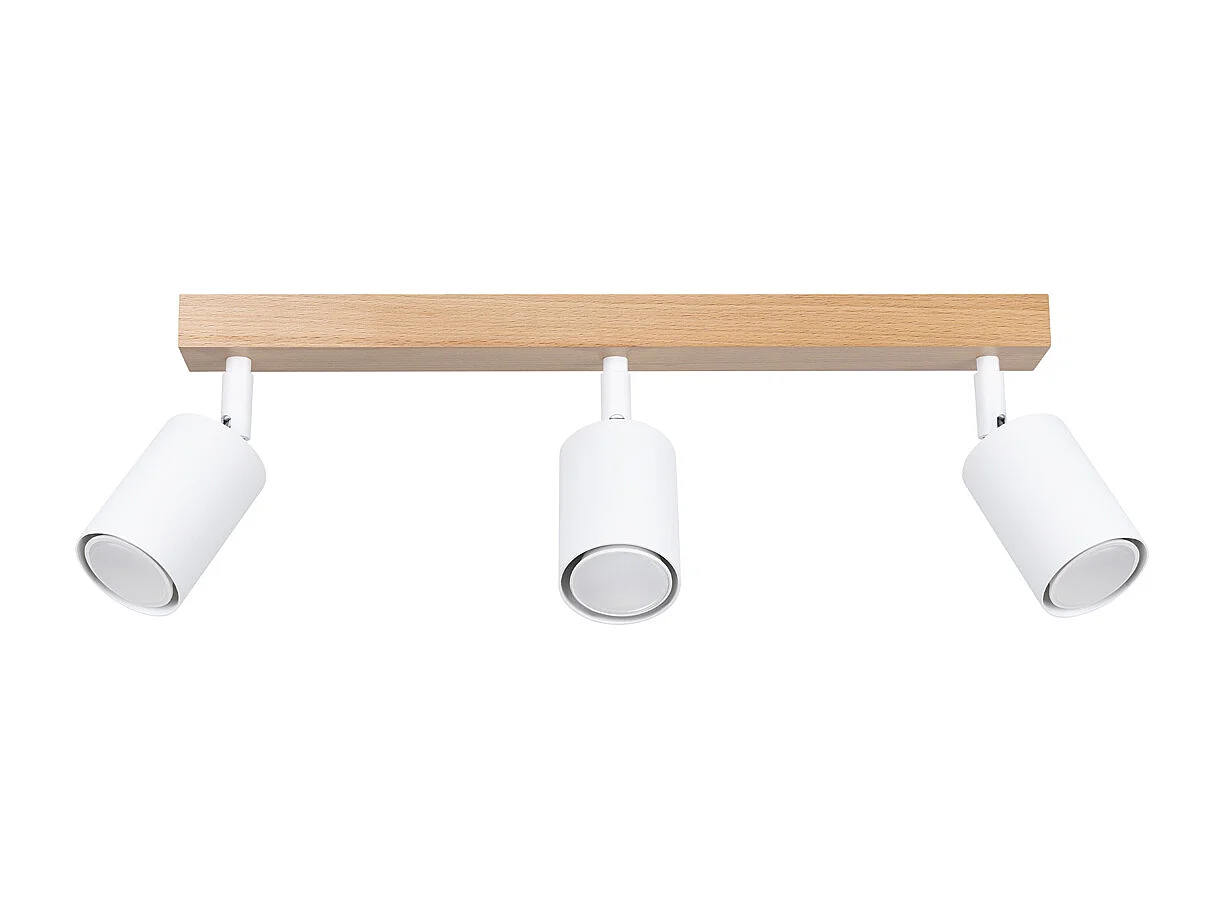 Plafonniers Flare moderne en acier/bois - 3 sources lumineuses 3000K - L.61 x H.17,5 cm - bois blanc