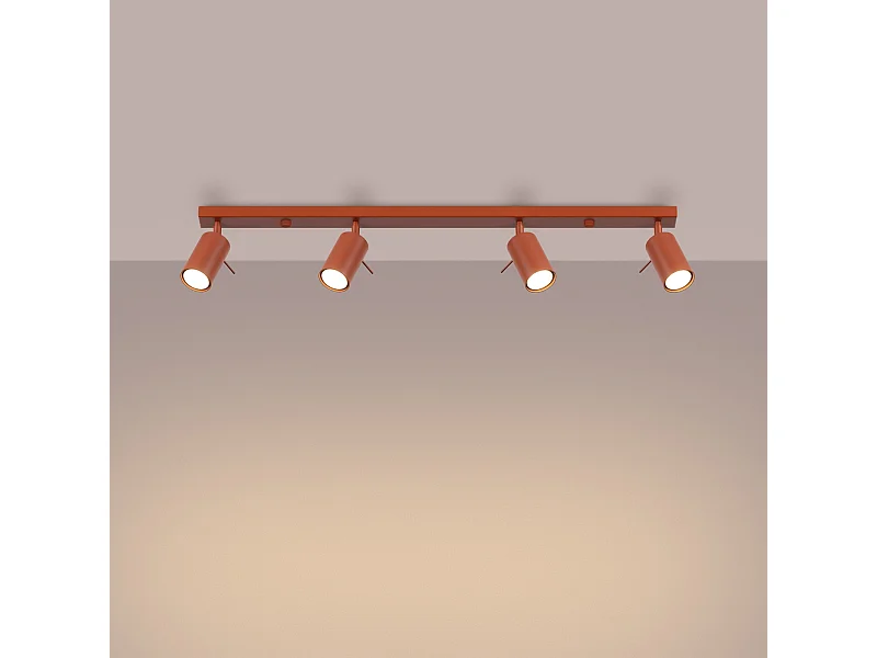 Lampa sufitowa nowoczesny Briix, stal - 4 źródło światła 3000K - L.81 x H.17 cm - ochra czerwona